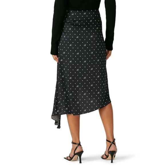 Monse M Dot Cascade Slip Skirt Silk Lined Asymmetrical Black Size 2 NEW - Picture 3 of 10